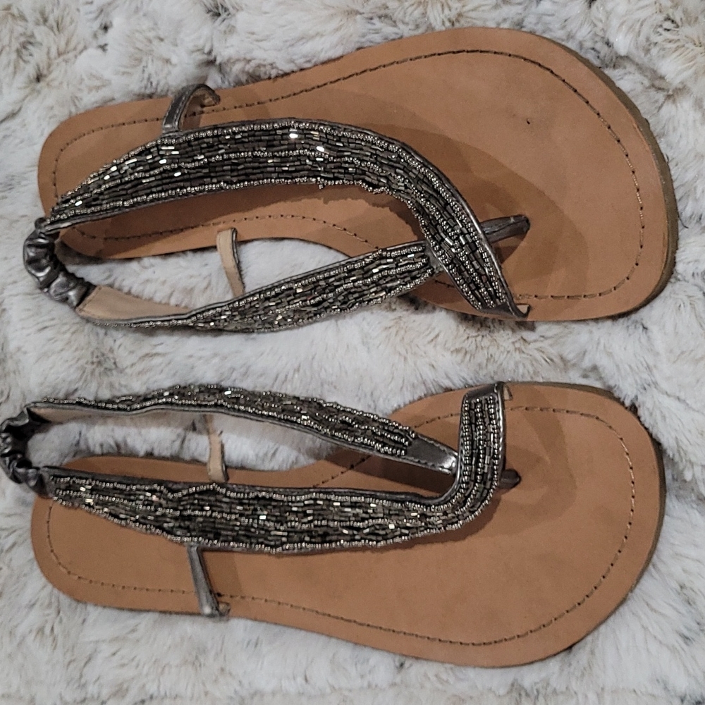 Jessica Simpson Sz 10 Silver Beaded Flats